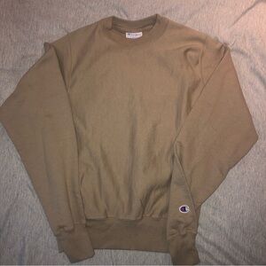 Champion reverse weave tan cropped crewneck sweater sz xs